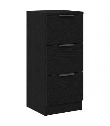 vidaXL Sideboard with Drawer Black Oak 30 x 30 x 70 cm Engineered Wood