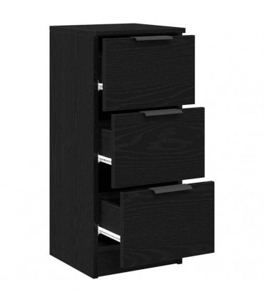 vidaXL Sideboard with Drawer Black Oak 30 x 30 x 70 cm Engineered Wood