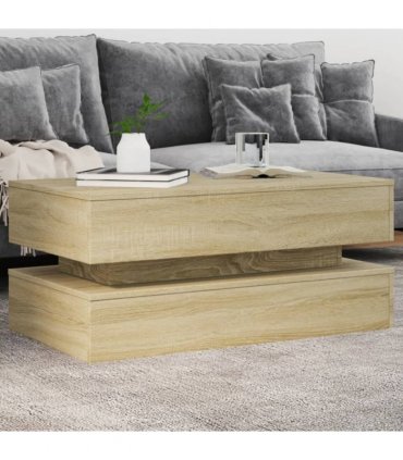 vidaXL Coffee Table with LED Lights Sonoma Oak 90x50x40 cm