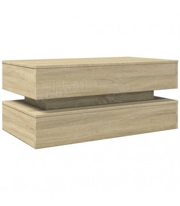 vidaXL Coffee Table with LED Lights Sonoma Oak 90x50x40 cm