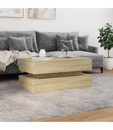 vidaXL Coffee Table with LED Lights Sonoma Oak 90x50x40 cm