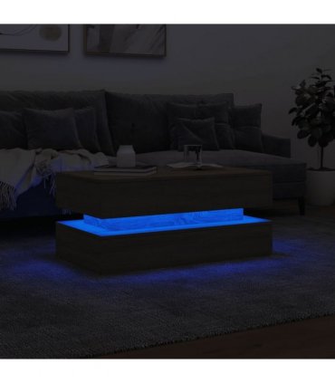 vidaXL Coffee Table with LED Lights Sonoma Oak 90x50x40 cm