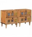 vidaXL Bedside Cabinet 2 pcs Natural 40 x 33 x 46 cm Solid Mango Wood