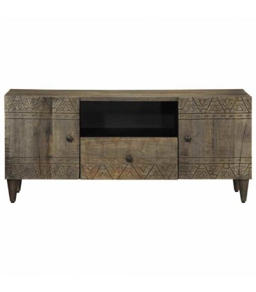 vidaXL TV Cabinet Light Grey 105x33.5x46 cm Solid Wood Mango