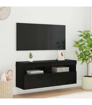 vidaXL TV Wall Cabinet Black Oak 100 x 30 x 40 cm Engineered Wood