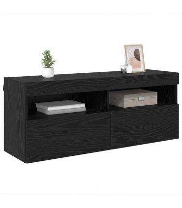 vidaXL TV Wall Cabinet Black Oak 100 x 30 x 40 cm Engineered Wood