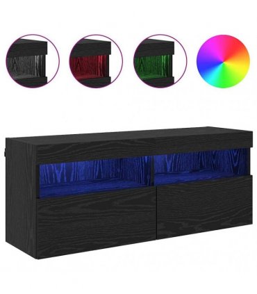 vidaXL TV Wall Cabinet Black Oak 100 x 30 x 40 cm Engineered Wood