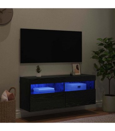 vidaXL TV Wall Cabinet Black Oak 100 x 30 x 40 cm Engineered Wood