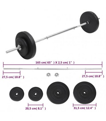 vidaXL Barbell with Plates Set 30 kg