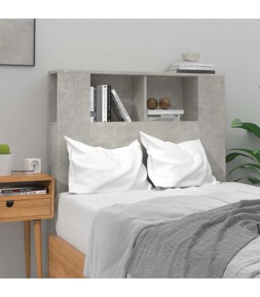 vidaXL Headboard Cabinet | Concrete grey | Engineered wood | Medium