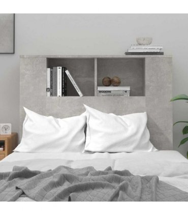 vidaXL Headboard Cabinet | Concrete grey | Engineered wood | Medium