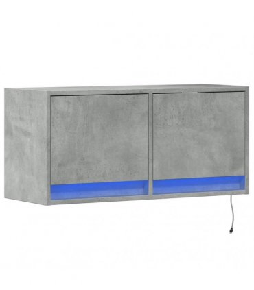 vidaXL TV Wall Cabinet with LED Lights Concrete Grey 80x31x35 cm