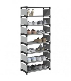 vidaXL Shoe Rack 8-Tier Grey 54x28x124 cm Non-woven Fabric