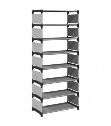 vidaXL Shoe Rack 8-Tier Grey 54x28x124 cm Non-woven Fabric