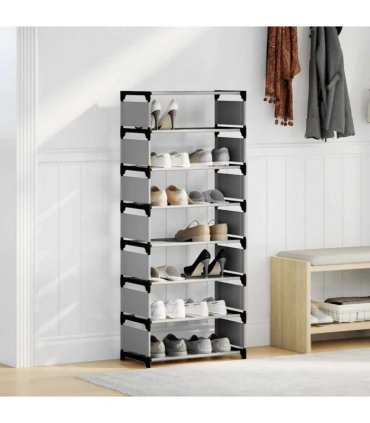 vidaXL Shoe Rack 8-Tier Grey 54x28x124 cm Non-woven Fabric