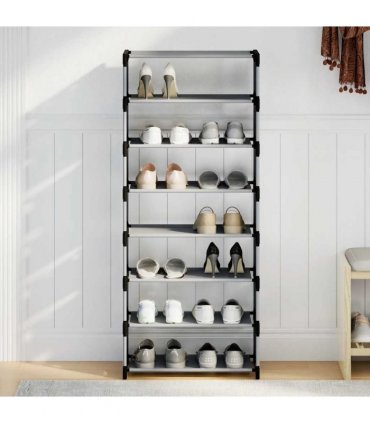 vidaXL Shoe Rack 8-Tier Grey 54x28x124 cm Non-woven Fabric