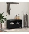vidaXL Hall Bench Black Oak 80 x 38 x 46 cm Engineered Wood and Fabric