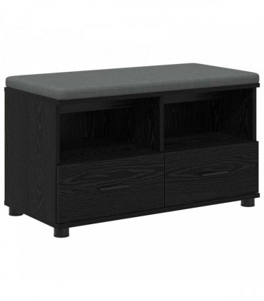 vidaXL Hall Bench Black Oak 80 x 38 x 46 cm Engineered Wood and Fabric