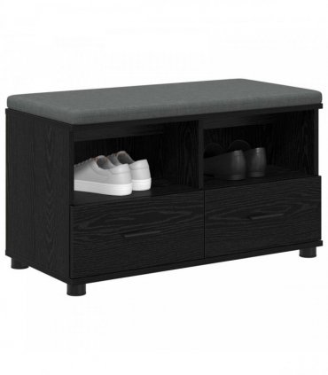 vidaXL Hall Bench Black Oak 80 x 38 x 46 cm Engineered Wood and Fabric