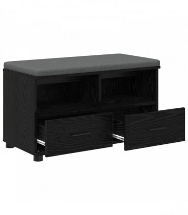 vidaXL Hall Bench Black Oak 80 x 38 x 46 cm Engineered Wood and Fabric
