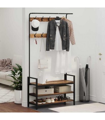 vidaXL Coat Rack with Shelf Old Wood 95 x 34 x 184 cm Engineered wood