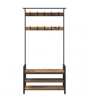vidaXL Coat Rack with Shelf Old Wood 95 x 34 x 184 cm Engineered wood