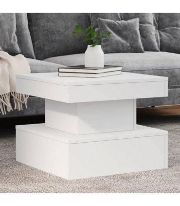 vidaXL Coffee Table with LED Lights White 50x50x40 cm