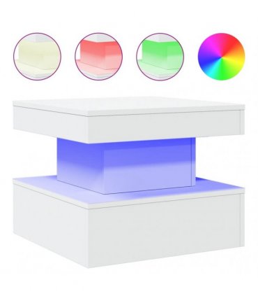vidaXL Coffee Table with LED Lights White 50x50x40 cm