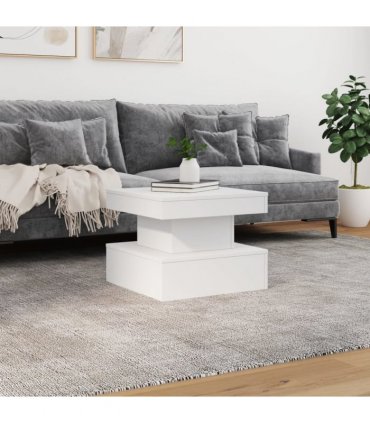 vidaXL Coffee Table with LED Lights White 50x50x40 cm