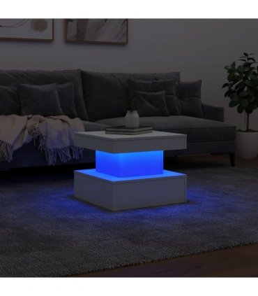 vidaXL Coffee Table with LED Lights White 50x50x40 cm