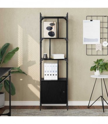 vidaXL Bookcase Black Oak 44.5 x 30 x 154.5 cm Engineered Wood