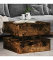 vidaXL Coffee Table with LED Lights Smoked Oak 50x50x40 cm