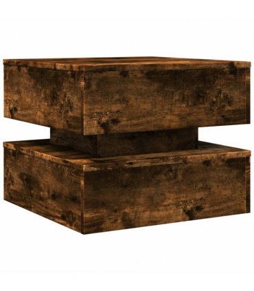 vidaXL Coffee Table with LED Lights Smoked Oak 50x50x40 cm