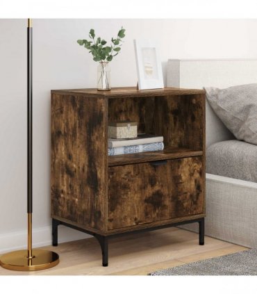 vidaXL Bedside Cabinet with Drawer 2 pcs Smoked oak 49 x 36 x 61 cm