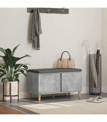 vidaXL Hall Bench with Cushion with Door Concrete Grey 80 x 38 x 46 cm