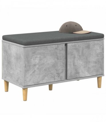 vidaXL Hall Bench with Cushion with Door Concrete Grey 80 x 38 x 46 cm