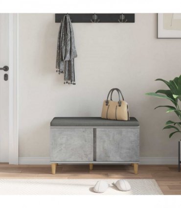 vidaXL Hall Bench with Cushion with Door Concrete Grey 80 x 38 x 46 cm