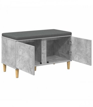 vidaXL Hall Bench with Cushion with Door Concrete Grey 80 x 38 x 46 cm