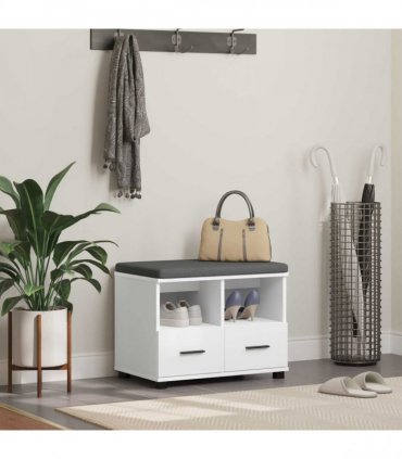 vidaXL Hall Bench White 60 x 38 x 46 cm Engineered Wood and Fabric
