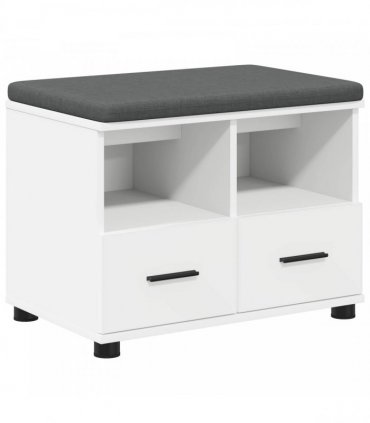 vidaXL Hall Bench White 60 x 38 x 46 cm Engineered Wood and Fabric