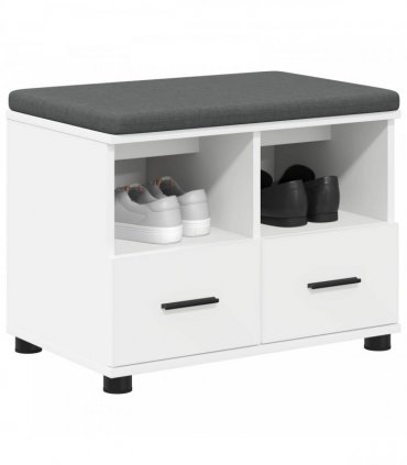 vidaXL Hall Bench White 60 x 38 x 46 cm Engineered Wood and Fabric