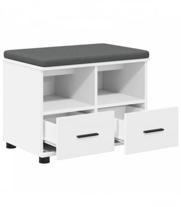 vidaXL Hall Bench White 60 x 38 x 46 cm Engineered Wood and Fabric
