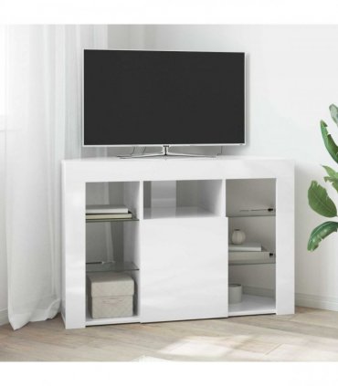 vidaXL Corner LED TV Cabinet Wall-mounted High gloss White 100x40x68cm