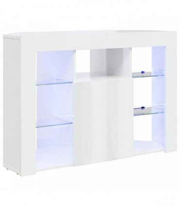 vidaXL Corner LED TV Cabinet Wall-mounted High gloss White 100x40x68cm