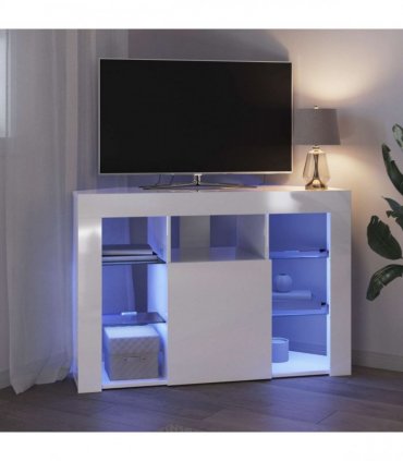 vidaXL Corner LED TV Cabinet Wall-mounted High gloss White 100x40x68cm