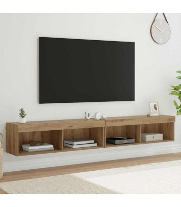 vidaXL TV Cabinet Set with LED 2 pcs Artisan Oak 100 x 30 x 30 cm