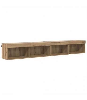 vidaXL TV Cabinet Set with LED 2 pcs Artisan Oak 100 x 30 x 30 cm