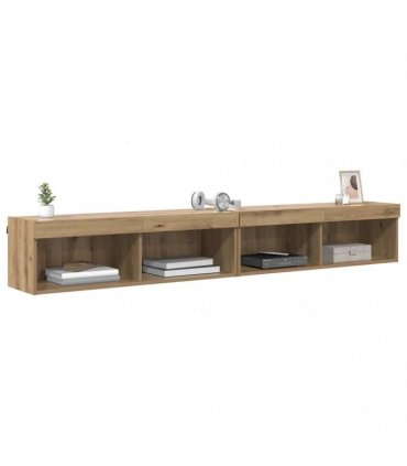 vidaXL TV Cabinet Set with LED 2 pcs Artisan Oak 100 x 30 x 30 cm