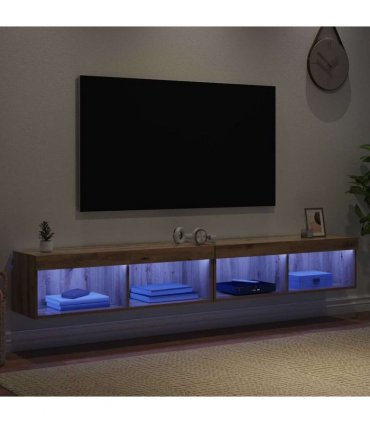 vidaXL TV Cabinet Set with LED 2 pcs Artisan Oak 100 x 30 x 30 cm