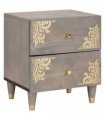 vidaXL Bedside Cabinet Grey 40 x 33 x 46 cm Solid Mango Wood